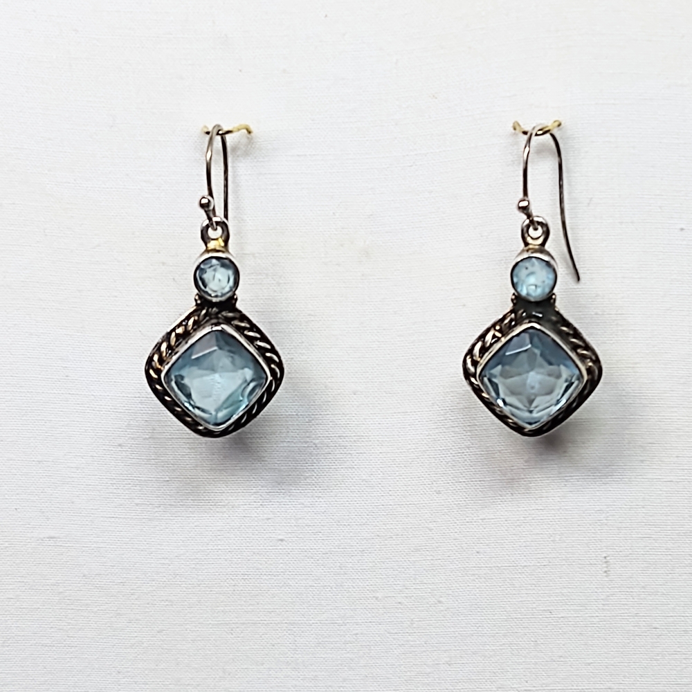 Chic Silver and Blue Topaz Earrings
